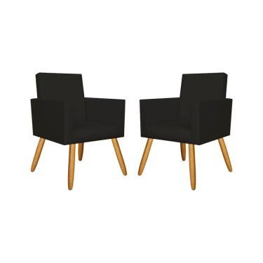 Imagem de Kit 02 Poltronas Tecido Corino Para Salão - Balaqui Decor Cor:preto