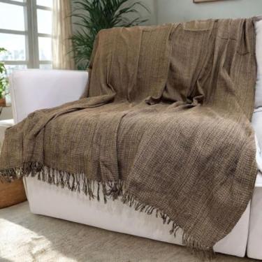 Imagem de Manta para Sofá Capa Protetora 100% Algodão 240 x 180 – Sofisticação e Conforto para Sua Sala (King Marrom)