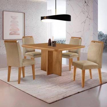 Imagem de Mesa Olimpia 90 Mdf Canto Copo E Com 4 Cadeiras Athenas Turim 07 Naturalle