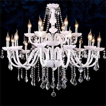 Imagem de Lustre de cristal de luxo europeu com LED, ideal para sala de estar, restaurante, quarto, villa, hotel, loja de roupas, salão de beleza, café, bar, karaokê e outras aplicações. Luminária pen