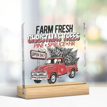 Imagem de Decoração engraçada de placa de Natal, decorações de inverno para ambientes internos, decoração de feliz Natal para sala de jantar, banheiro, escritório, acrílico 10 x 10 cm