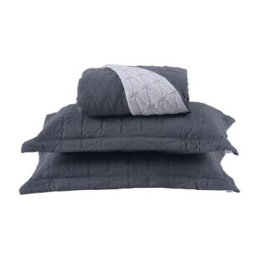 Imagem de Cobre Leito 3 Peças Casal Percal 200 Fios Cristal 100% Poliéster - Grafite