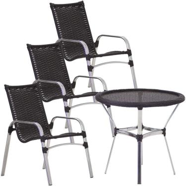 Imagem de 3 Cadeiras Emily E Mesa Alumínio Piscina área Trama  Tabaco