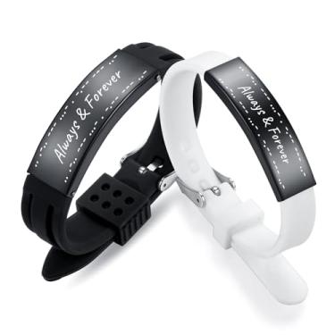 Imagem de AOAMID Conjunto de pulseiras de casal combinando para casais com código Morse I Love You Love Quote Pulseiras de relacionamento para ele e ela - presente de Dia dos Namorados, Adjustable, Silicone,