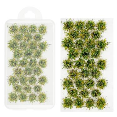 Imagem de Woohome Tufos de grama estática agrupamento de flores grupos de vegetação em miniatura aglomerados de flores para terreno cenário ferroviário paisagem de mesa, amarelo e verde