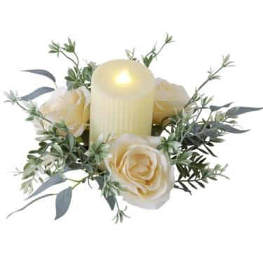 Imagem de Anéis de vela de dia dos namorados, grinaldas, grinaldas, flores artificiais, centros de mesa para pilares, janela, cadeira, decoração de parede, guirlanda, suporte de vela de casamento (verde