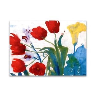 Imagem de RYLJCZ Pinturas famosas abstratas. Pôsteres e impressões de arte de Emil Nolde (flores). Reprodução em tela. Quadro decorativo para sala de estar. (60 x 84 cm (23 x 33 polegadas/sem moldura)