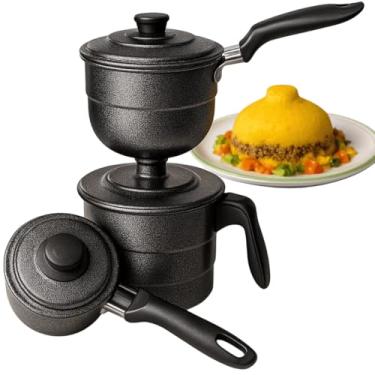 Imagem de Cuscuzeira 2 em 1 Peitinho/Tetinha Alumínio Craquelado Preto – Cuscuz Nordestino Individual e Duas Porções – Panela a Vapor Tradicional Prática para Cuscuz Caseiro