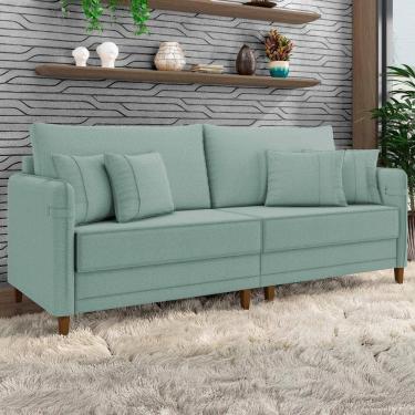 Imagem de Sofá 4 Lugares Living 252cm Pé Madeira Zoe Boucle Pistache Z08 - Mpozenato