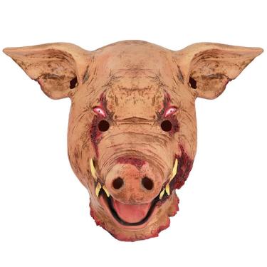 Imagem de Máscara facial completa de látex com capacete Bullets of Justices Pig