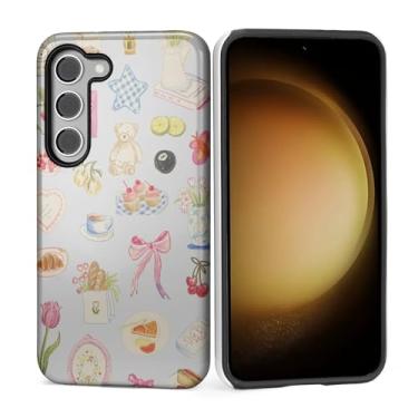 Imagem de MQJCYB Capa para Samsung Galaxy S25, híbrida, resistente, 2 em 1, resistente, à prova de choque, proteção brilhante, capa para Samsung Galaxy S25 Retro Patchwork Flower Bow