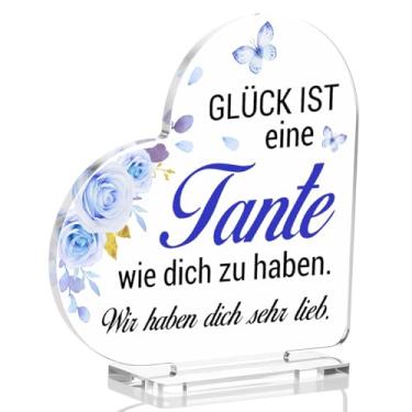 Imagem de Presente para tia de sobrinha sobrinho, We Love You Auntie placa de coração de acrílico presentes para tias Natal aniversário dia das mães