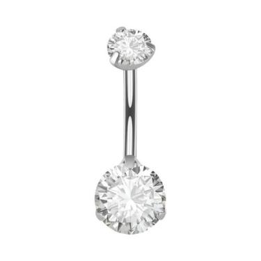 Imagem de 1 peça ASTM 136 titânio umbigo umbigo anel barra zircão CZ alergia pie