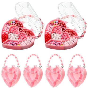 Imagem de Cunno Pacote com 6 caixas de lanche de plástico em forma de coração com alça dividida, bandeja de servir com tampa, recipiente de charcutaria, organizador portátil de armazenamento de joias para doces