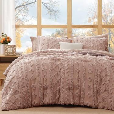 Imagem de WRENSONGE Conjunto de edredom king size com lençóis – 7 peças, cama de tule rosa argila, em uma bolsa, 1 edredom, 2 lençóis, 2 fronhas e 2 fronhas