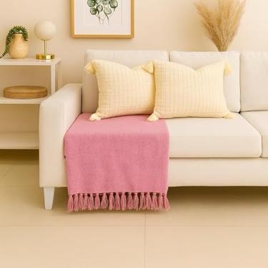 Imagem de Manta Para Sofá Gigante 240x180 Capa Protetora Chic Decoração Algodão Macio Lavável (Rosa bebê Solteiro 1,40 x 2,30)