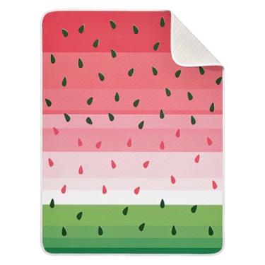 Imagem de Qilmy Cobertor de bebê com estampa de melancia 76,2 x 101,6 cm, cobertor infantil de algodão macio para meninos e meninas, cobertor leve e quente para bebês e bebês recém-nascidos