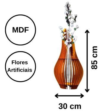 Imagem de Vaso De Chão Decorativo Grande Andromeda Mdf Preto Tamanho 85x30cm