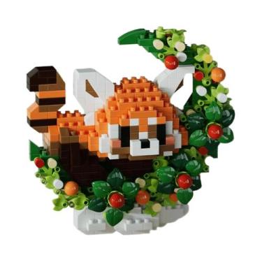 Imagem de Blocos De Montar Mini Panda E Raposa, Modelo De Montagem Flor E Lua, B
