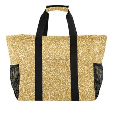 Imagem de ODAWA Bolsa de praia dourada gradiente aberta para academia, bolsas de praia femininas à prova d'água