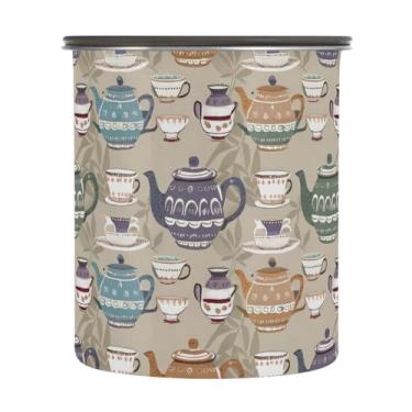 Imagem de Xícaras de chá marrom 850 g grande recipiente de armazenamento de café com tampas herméticas e rastreador de dados