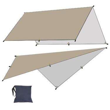 Imagem de Lona de toldo de acampamento durável à prova d'água leve para tenda ao ar livre para uso multiuso (cáqui, 3 x 3 m)