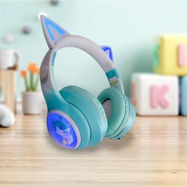 Imagem de Fone De Ouvido Gatinho Bluetooth Led Orelha Gato Iuz Tiktok (Verde)