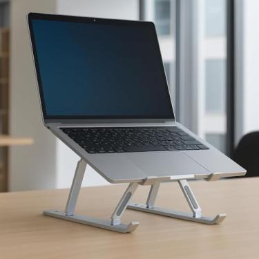 Imagem de Suporte De Alumínio Para Notebook Base Compatível Celular Tablet Ajustável Com 6 Ângulos Portátil E Ergonômico Dobrável Resistente Premium
