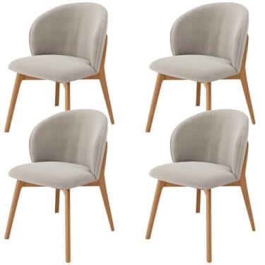 Imagem de Kit 04 Cadeiras de Jantar e Estar Living Estofada Mia L02 Bouclê Creme - Lyam Decor