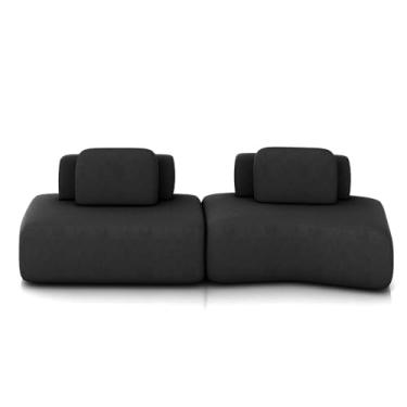 Imagem de Sofá Ilha Sala de Estar Dakota 2 Módulos 316cm Encostos Almofadas Soltas Veludo Preto G33 - Gran Belo