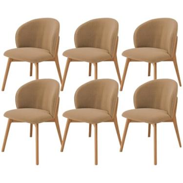 Imagem de Kit 06 Cadeiras de Jantar e Estar Living Estofada Mia L02 Bouclê Mostarda - Lyam Decor