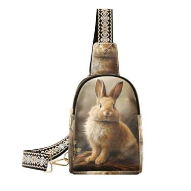 Imagem de CEBUGI Coelho pequena bolsa tiracolo feminina de couro, pochete transversal para trilhas, viagens ao ar livre