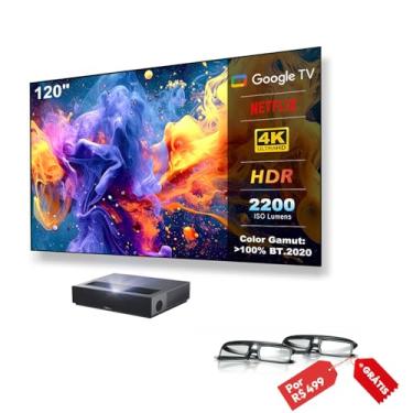 Imagem de [Kit] Formovie Theater PREMIUM Projetor Ultra Curto + NothingProjector Tela 120" ALR CLR, Google TV Netflix, 4K UHD Laser, 2200 ISO Lumens, Rejeição de Luz, Dolby 2x15W, 80-150", Cinema em Casa