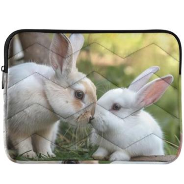 Imagem de Capa para laptop rabbits Kiss Love Valentine capa acolchoada para laptop inchada padrão universal 13 polegadas capa para laptop 35.6 cm