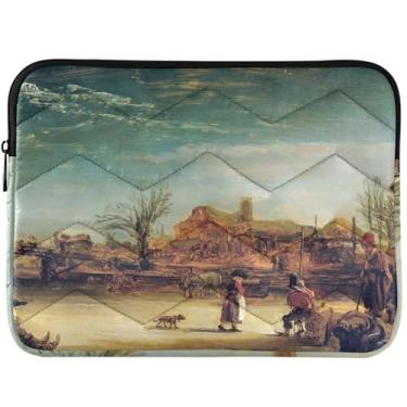 Imagem de Bolsa para laptop personalizada Rembrandt com paisagens de inverno fofas para MacBook Pro 14, acessórios de computador universais de 13 a 14 polegadas