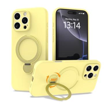 Imagem de IAIYOXI Capa de silicone com rotação de 360° atualizada para iPhone 14 Pro com suporte invisível, forro de microfibra macio antiarranhões dentro da capa de telefone com suporte giratório para mulheres