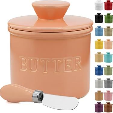 Imagem de Priority Chef Manteigueira Prioritychef Com Tampa, Manteiga Cremosa Sob Demanda, Recipiente Para Francesa Deixar No Balcão Cano De Água, Cerâmica, Cor Pêssego