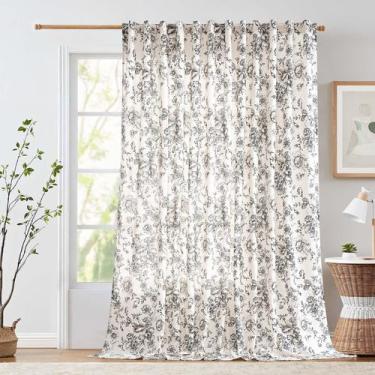 Imagem de Cortinas jinchan Linen Floral 254x274cm Extra Largas para Pátio