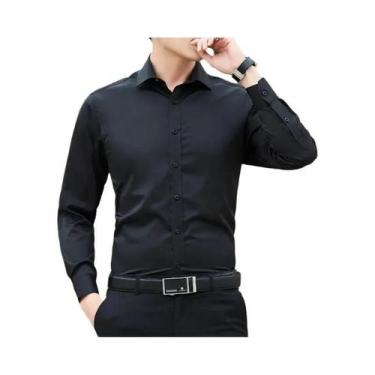 Imagem de Camisa Casual De Negócios Masculina plus Size 8XL, Cor Sólida, Manga L