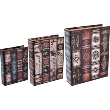 Imagem de Caixa Organizadora Mdf Color 3Pç Livro