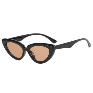 Imagem de Óculos de Sol Femininos Jelly Color Cat Eye com Armação Pequena e Proteção UV400 para Esportes ao Ar Livre, Corrida e Ciclismo, Cor Chá Preto