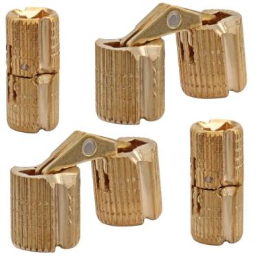 Imagem de LifCratms Pacote com 8 dobradiças ocultas de barril de latão de 8 mm, dobradiças ocultas para móveis com ângulo de abertura de 180 graus para caixa de joias, artesanato artesanal