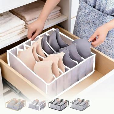 Imagem de Organizadores de gaveta com 6 grades, organizadores de guarda-roupa, divisórias, organizadores de armário e caixas de armazenamento, caixa dobrável para roupas íntimas e meias