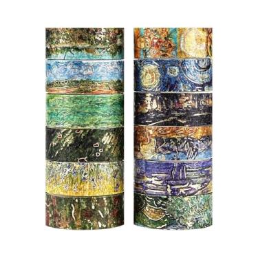 Imagem de Conjunto de adesivos rurais Washi, adesivos de bronze coloridos para artes faça-você-mesmo artesanato material diário scrapbook cartão embrulho presente