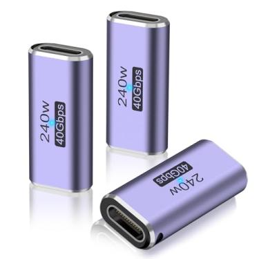 Imagem de Meliya Adaptador USB C fêmea para fêmea, extensor de acoplador USB C de 240 W compatível com Thunderbolt 4/3, suporta carregamento rápido de até 240 W e transferência de dados de 40 Gbps e vídeo 8K a