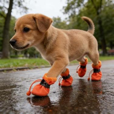 Imagem de Sapatos para cães pequenos – Botas respiráveis antiderrapantes para animais de estimação, para ursinho da Pomerânia, Bichon Frise, pacote com 4 protetores de pata de cachorro, para acessórios de