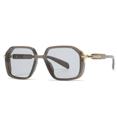 Imagem de Óculos de Sol Retrô Masculino UV400 Fashion Feminino com Rebites e Lentes Degradê (Cinza Claro)