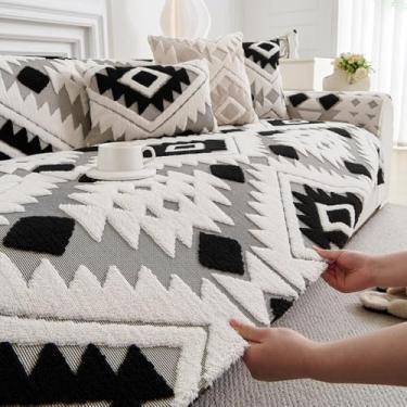 Imagem de Capa de sofá macia e felpuda para animais de estimação, protetor de móveis, respirável e lavável – perfeita para sala de estar, sofá seccional, decoração de casa, proteção - preta | 90 x 180 cm