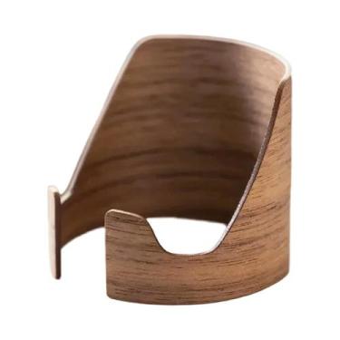 Imagem de Suporte De Mesa Para Celular Em Madeira Nogueira, Porta Cartões De Vis