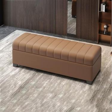 Imagem de Banco de armazenamento moderno para sala de estar com almofada, banco para quarto na extremidade da cama, banco de entrada com armazenamento, banco para entrada da porta da frente, banco de sapatos